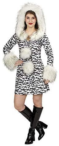 Andrea Moden - Kostüm Schnee-Eule, Kleid mit Kapuze, Waschleder-Optik, Tier, Mottoparty, Karneval