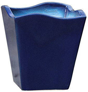 Hentschke Keramik Pflanzkübel Wave Optik frostsicher eckig frostsicher L 30 x B 30 x H 34 cm, Effekt blau, 642.034.64 Made in Germany