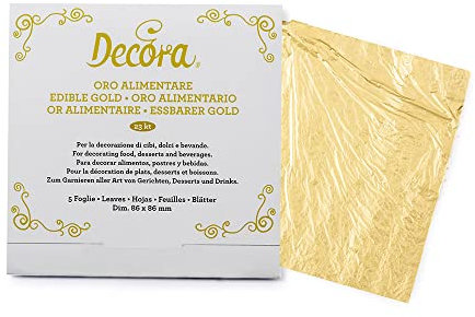 Decora 9570104 Confezione da 5 Foglie Oro Alimentare 86 X 86 Mm