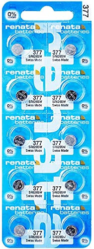 10 x Renata Watch Batteries Silver Oxide Swiss Made 0 % Mercurry Long Life (10 x 377 or SR626SW or AG4)