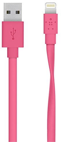 Belkin MIXIT - Cable Plano de Lightning a USB para iPhone y iPad, Compatible con iPhone 8/8+ y iPhone X, 1.2 m, Rosa