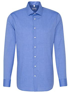 Seidensticker Herren Business-Hemd - Shaped Fit - Bügelfrei- Kent-Kragen - Langarm - 100% Baumwolle Blau (Mittelblau 14) 40