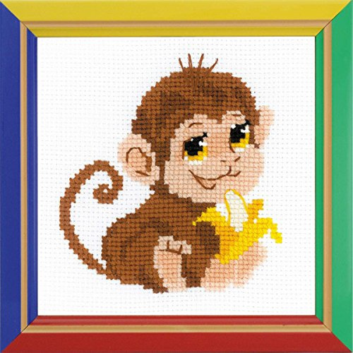 Riolis HB161 Kreuzstich-Set AFFE, Baumwolle, Mehrfarbig, 15 x 15 x 0.1 cm