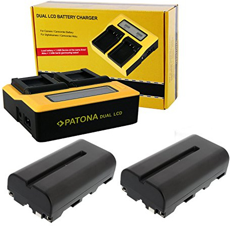 PATONA Dual Ladegerät Set mit 2 Ersatzakkus Akku für Sony NP-F550 F-550 ACCU 2000mAh