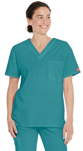 Dickies EDS Signature Scrubs for Women and Men V Neck Unisex Fit Scrub Top