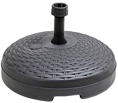 AKTIVE 61130 - Base sombrilla terraza exterior circular negra, resistente al agua y a los rayos del sol, cuenta con depósito de agua o arena, parasol duradero y estable