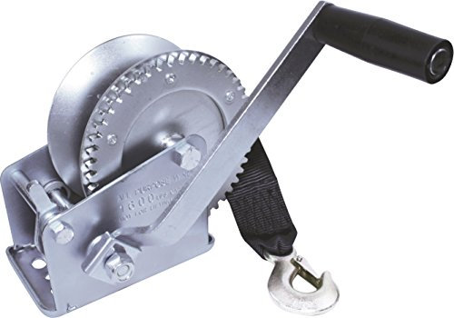 SeaSense Zinc Plated Trailer Winch with 20' Strap, 1600 lb