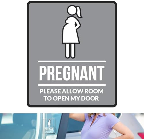 CKB Ltd® Pregnant Lady Warning Notice - Vinyl Sticker for Cars | Warning of the Need for Sufficient Space to Open a Door/For Use When Parking 13cm x 11cm Size