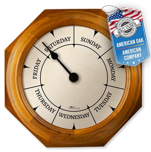 DayClocks Wall Clock, Wood, Oak, 10