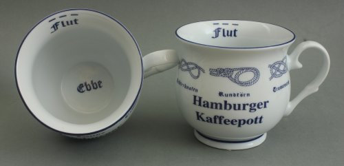 Buddel-Bini Hamburger Kaffeepott mit Seemannsknoten bauchig Hamburg Andenken Kaffeebecher
