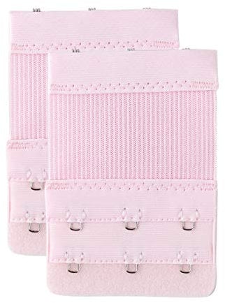 sourcing map Women 2Pcs Strechy Bra Extenders, 2x2/2x3/2x4 Hooks Elastic Back Bra Extension Strap Bra Band Pink 2 Rows 3 Hooks