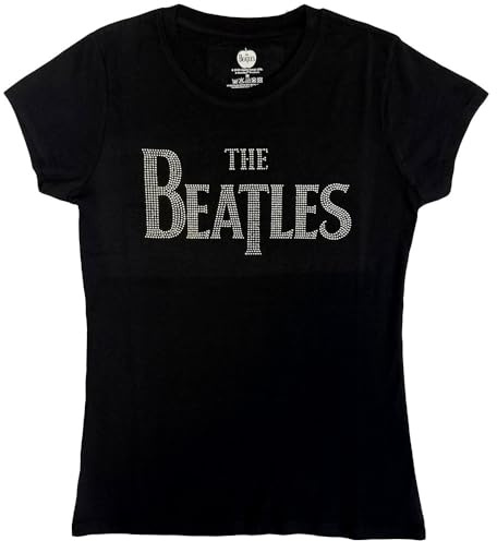 The Beatles T Shirt Drop T Diamante Logo Official Womens Black Skinny Fit