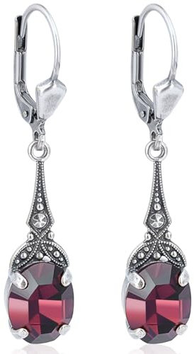 Jugendstil Ohrringe Markenkristalle Lila Silber Damen-Ohrhänger NOBEL SCHMUCK