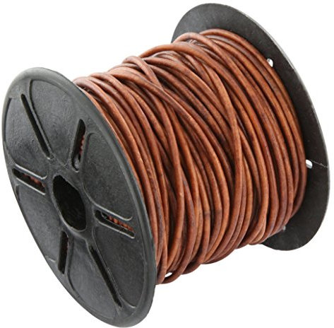 Auroris Cordon en cuir rond antique marron clair Ø 2 mm Rouleau de 10 mètres