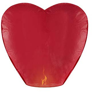 PartyDeco, Lanterna Volante a Forma di Cuore, Rossa