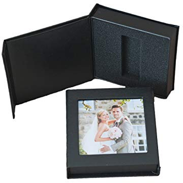Boîte USB avec fenêtre pour photo Cuir synthétique - Noir. Sans Clé USB