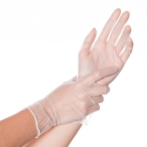 FRANZ MENSCH TOP-Vinyl-Handschuh, Premium-Vinyl-Einmalhandschuhe, puderfrei, 24cm, weiß,blau, Farbe:weiß, Größe:M