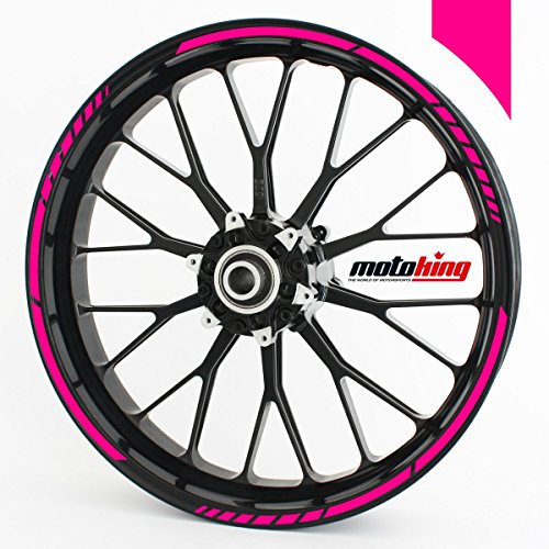 Motoking Felgenrandaufkleber GP im GP-Design passend für 12 Zoll Felgen für Motorrad, Auto & mehr - NEON PINK