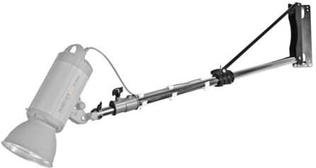 Walimex pro Wand-Lampenstativ 120-215 cm – schwarz – 1200 x 250 x 80 mm – Max. Traglast 4 kg – mit Spigot – Ständer Wandhalter für Studiolicht Studioblitz