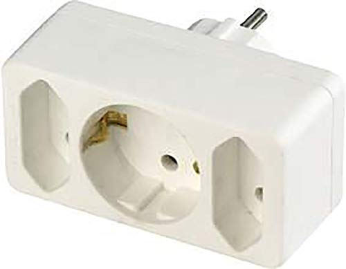REV Übergangsstecker 2-Fach + 1 Schutzkontakt Weiss