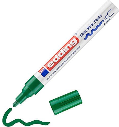 edding 750 Glanzlackmarker - grün - 1 Lackmarker - Rundspitze 2-4 mm - Lackstift für Glas, Stein, Holz, Kunststoff und Papier - wasserfest, stark deckend