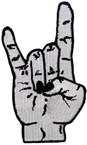 Punk Rock'n'Roll Schwermetall Musik- Handzeichen Zeichen Sprache Gesticktes Eisen Auf Nähen Auf Flecken