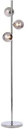 LITECRAFT Laszlo Floor Lamp G9 3 Light with Smoke Glass Ball Shade - Chrome