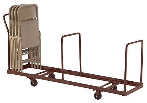 National Public Seating NPS Modern Metal Steel Folding Chair Dolly for Vertical Storage in Dark Brown