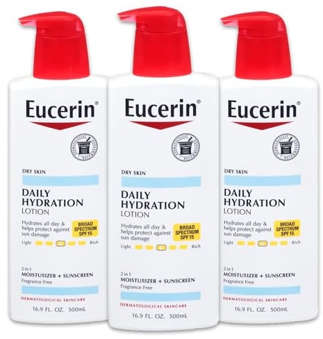 Eucerin Daily Hydration Lotion SPF 15, Multipack, 3 x 16.9 FL OZ