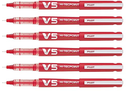 Pilot Tintenroller mit wiederaufladbar 6 V5 Flüssigtinte rot BEGREEN feine Spitze