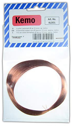 Kupfer-Lackdraht Ø 0,1mm 140m Ring CU-Draht