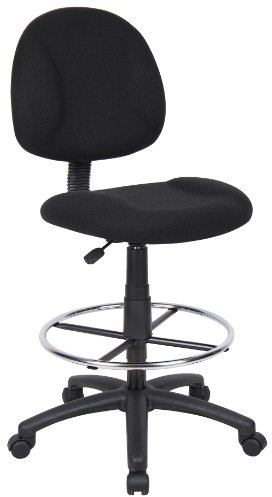 Boss Office Products B1615-BK Ergonomic Works Drafting Chair Without Arms in Black, Mid-Back