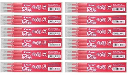 Pilot Red Frixion Rollerball Erasable Pens Pen Refills Replacement Spare Ink BLS-FR7 (Pack Of 12 - 36 Refills)
