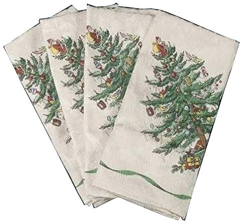 Spode Christmas Tree-Green Trim Set of 4 20 Cloth Napkin, Fine China Dinnerware