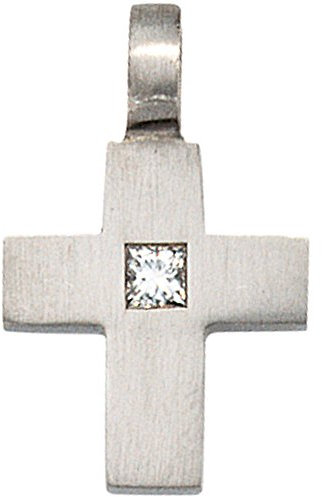 Jobo Damen Anhänger Kreuz 950 Platin matt 1 Diamant 0,06ct. Kreuzanhänger Platinkreuz