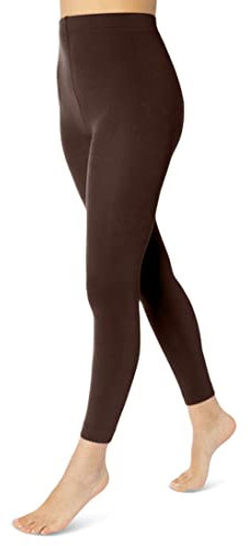 sockenkauf24 Damen THERMO Leggings mit Innenfleece extra warm Winter Leggings WP (48/50, Braun)