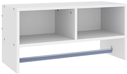 HOMCOM Wall Mounted Coat Hanger Hooks Rack Stand Hallway Coat Rack Rail & Storage Shelf Hanging Coat Organizer (White)