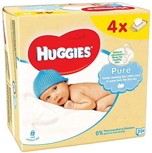 Huggies Pure Quattro Lingette 4 Paquets de 56 Unités - Lot de 2