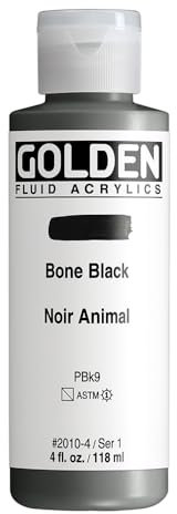Or 0002010-4 4 oz - 118ml - Fluid Peinture acrylique bouteille de couleur - le noir d'os