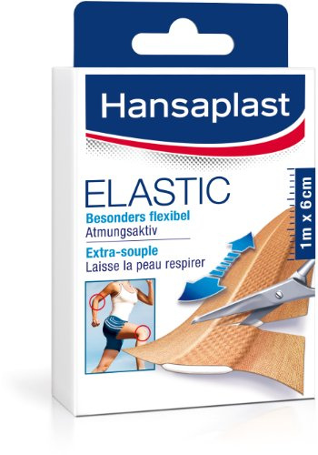 Hansaplast Elastic Pflaster 1 m x 6 cm, Wundpflaster für Gelenke und viel bewegte Körperstellen, flexible Heftpflaster mit extra starker Klebkraft