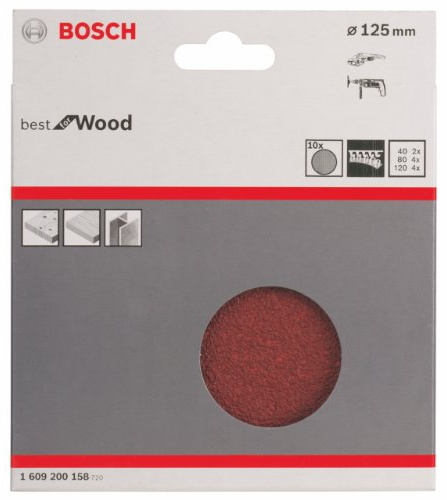 Bosch Schleifblatt C470 Best for Wood+Paint 125mm Set, 10 Stk.
