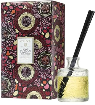 Voluspa Goji Tarocco Orange Scented Reed Diffuser, 3.4 oz, Luxury Citrus Diffuser, Oil Reed Diffusers for Home, Handcrafted in The USA