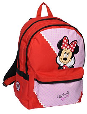 MINNIE Sac à Dos Enfants Sac à Dos avec 2 Compartiments 45 cm Rose (Pois)