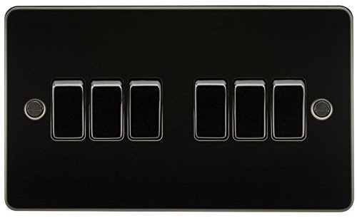 Knightsbridge FP4200GM FPAV4200GM Flat Plate 10A 6G 2 Way Switch-Gunmetal, 230 V, Gun Metal
