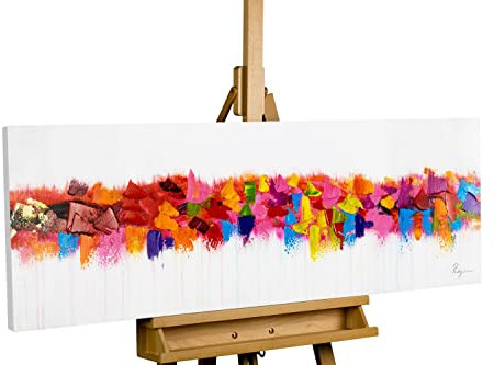 KunstLoft Leinwandbild | 100% HANDGEMALT | 120x40cm | Gemälde 'Farbenspiel am Horizont' | Abstrakt | Bunt | Wandbild Wohnzimmer
