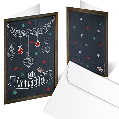 Logbuch-Verlag 10 Weihnachtskarten Frohe Weihnachten Karten schwarz-weiß mit Umschlag vintage
