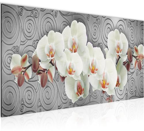 Runa Art Quadri Moderni Orchidea Fiori 1 Pezzo Tela Non Tessuta Soggiorno Corridoio Astratto Grigio Bianco 204012c