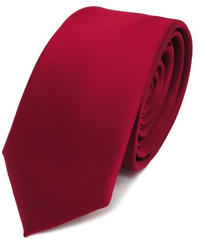 TigerTie Herren Krawatte 6 cm schmale Satin Tie in rot karminrot einfarbig uni Business, festliche Veranstaltungen und Freizeit