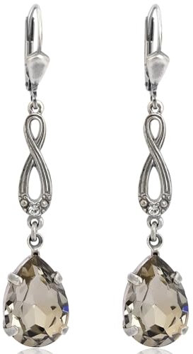 Jugendstil Ohrringe Markenkristalle Silber Ohrhänger Grau-Grün NOBEL SCHMUCK