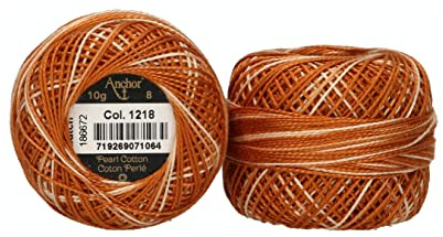 Anchor 4591008-01218 Embroidery Thread, 100% Cotton, 1218, Thickness 8, 82 m